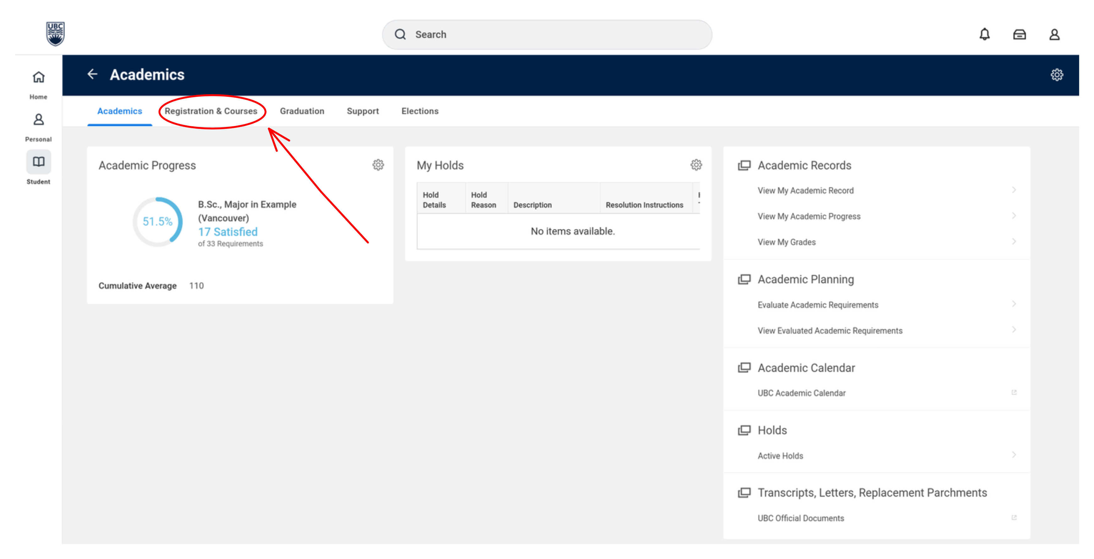 Workday Registration & Courses section