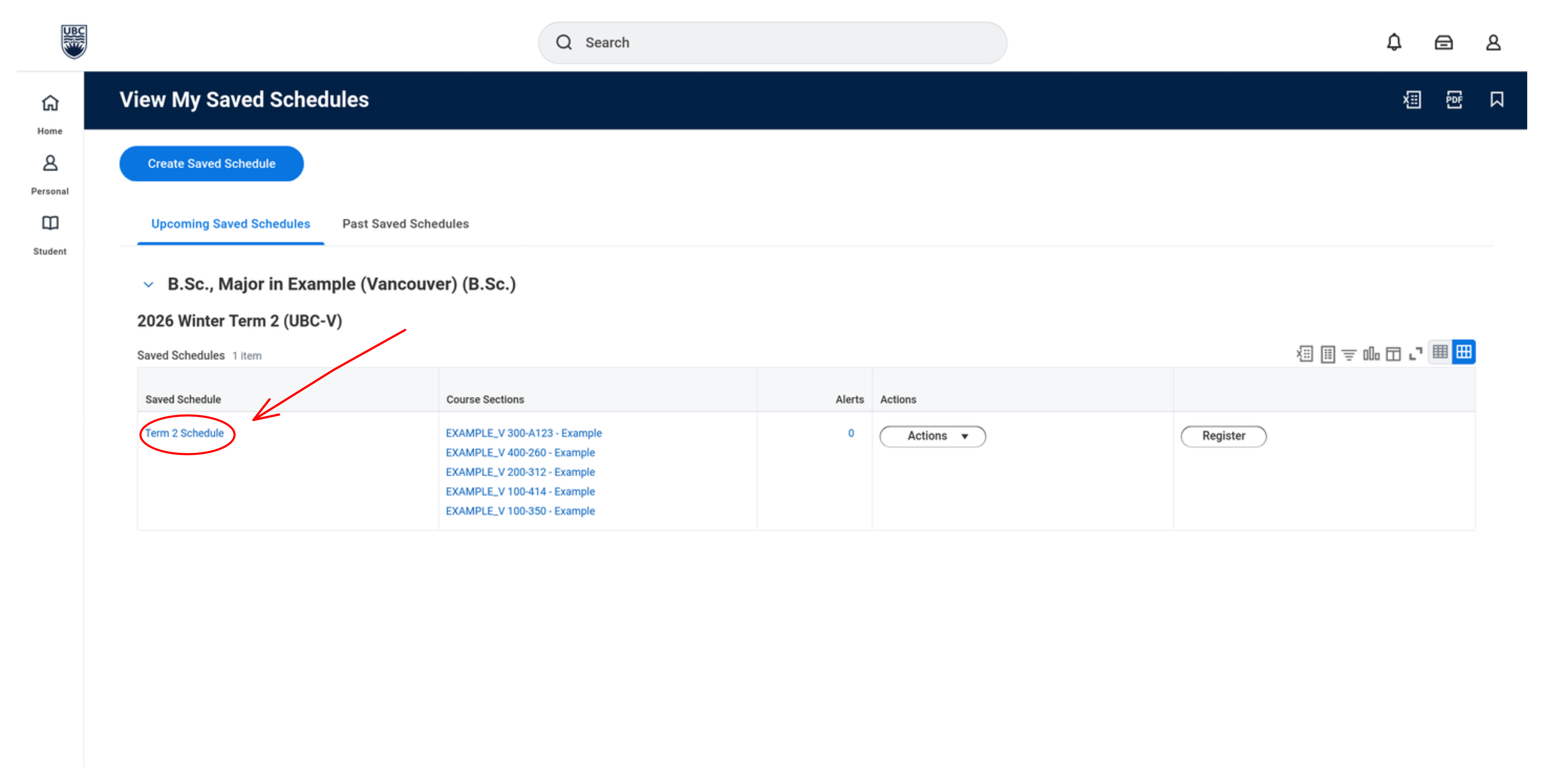 Workday Select saved schedule